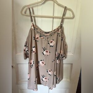 Flower cold shoulder blouse